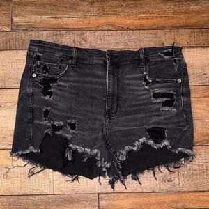 Black American Eagle Jean Shorts - Hi-Rise Shortie - Size 18